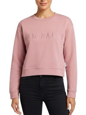 TED BAKER Blush Pink Lorito Logo Embossed Sweatshirt Pullover Sweater 6 Ted 2